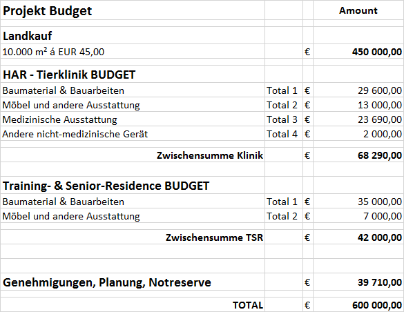 Budget Gesamtprojekt
